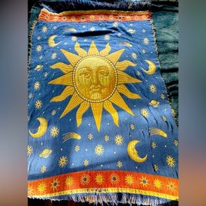 90s Style Celestial Reversible Throw Blanket - 44”x 62”